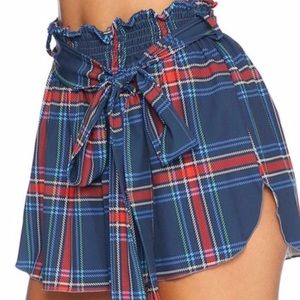 Black Milk Navy Tartan Flouncy Shorts L